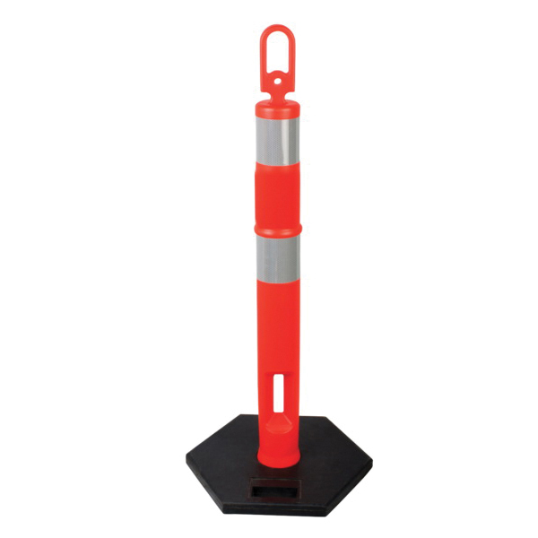 Poteau délinéateur orange haute visibilité 47 po H avec poignée en boucle