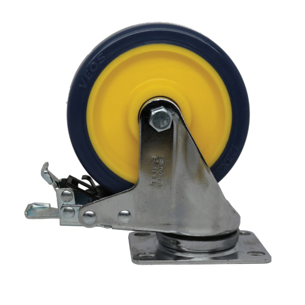 CASTER 4poTLB SWVL BL /YELLOW PU 264LBCAP