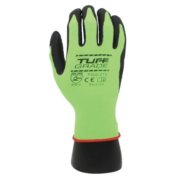 Tuff Grade™ hi-viz coated gloves with foam nitrile palm coating, M