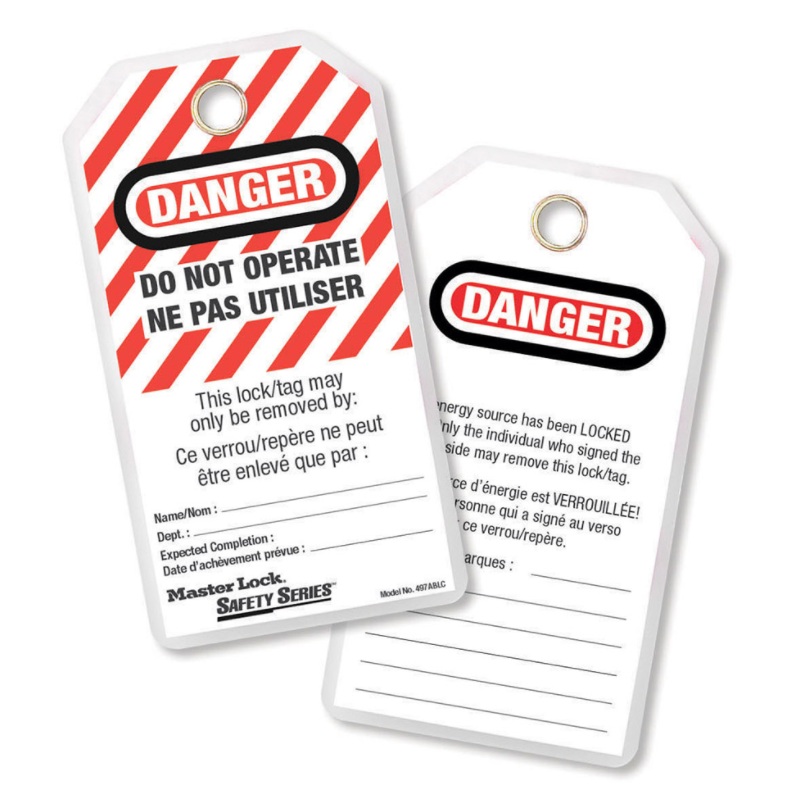"Do Not Operate" laminated lockout tags english/french