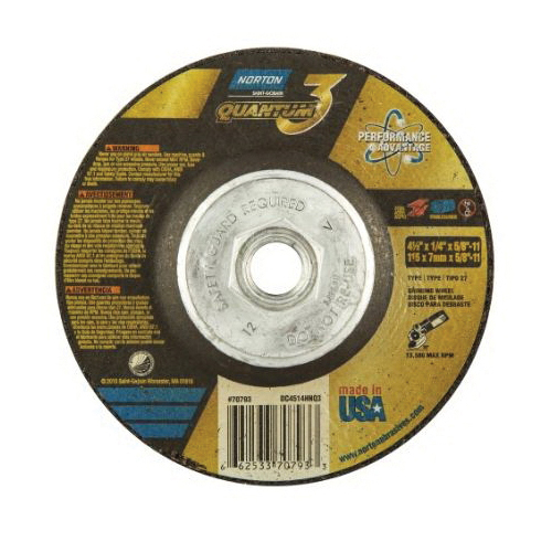 4-1/2 x 1/4 x 5/8-11 In. Quantum3 Grinding Wheel SG 20 P T27
