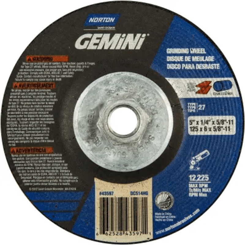 Meule à rectifier Norton® Gemini™ 5 X 1/4 X 5/8-11 T27 / T42