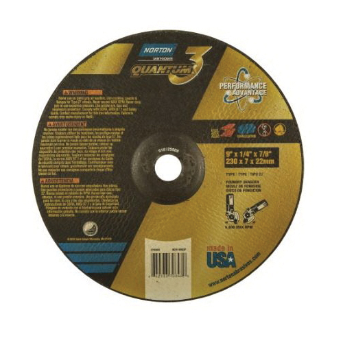 9 x 1/4 x 7/8 In. Quantum3 Foundry Grinding Wheel SG 20 T T27