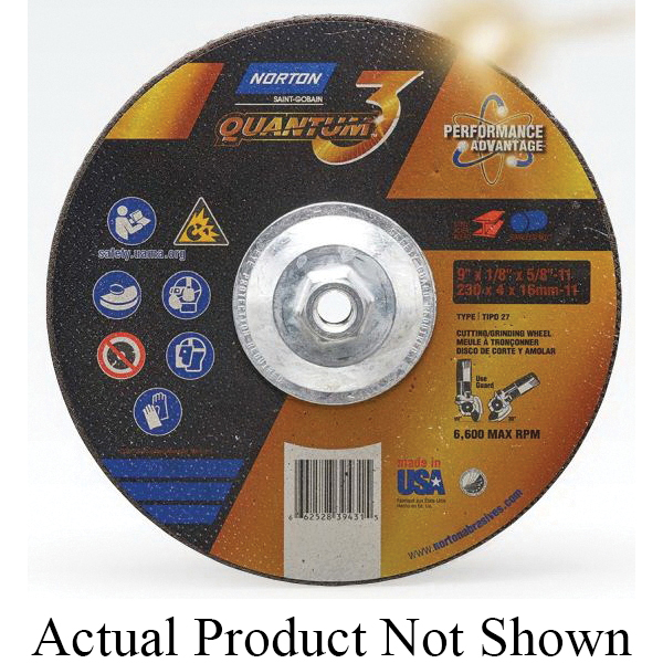 4-1/2 x 1/8 x 5/8-11 In. Quantum3 Grinding and Cutting Whl SG 24 S T27