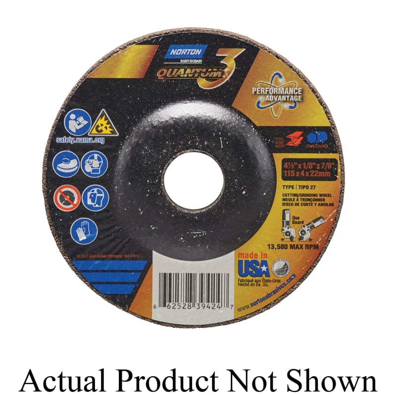 4-1/2 x 1/8 x 7/8 In. Quantum3 Grinding and Cutting Whl SG 24 S T27