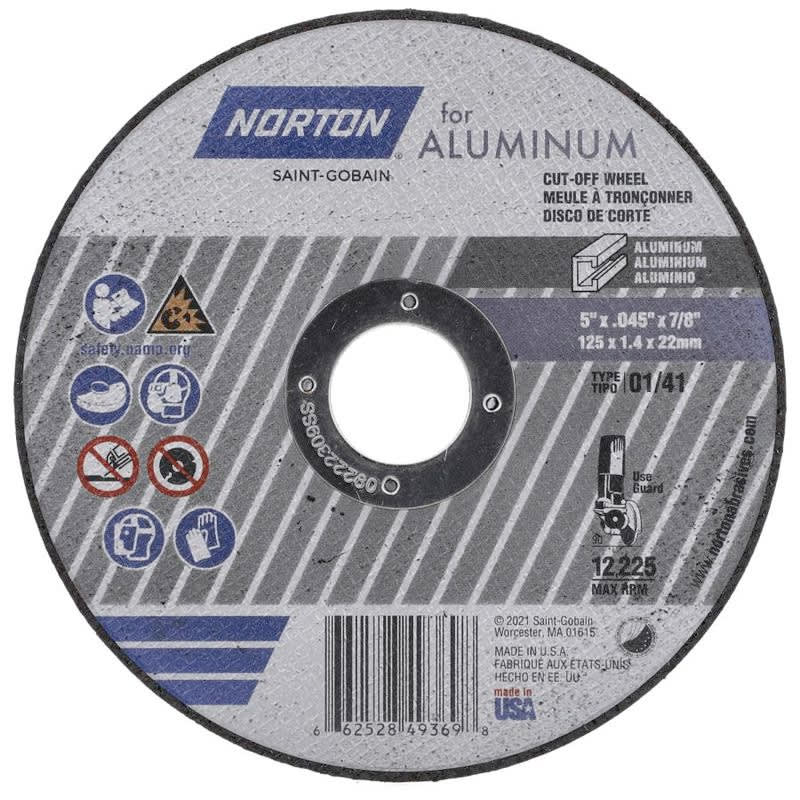 Disque de meulage à angle droit pour aluminium Norton® 5 X 0.045 X 7/8 T01
