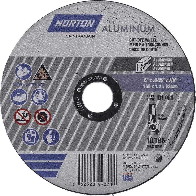 6 x .045 x 7/8 In. Right Angle Cut-Off Wheel – Aluminum A 36 Q T01/41