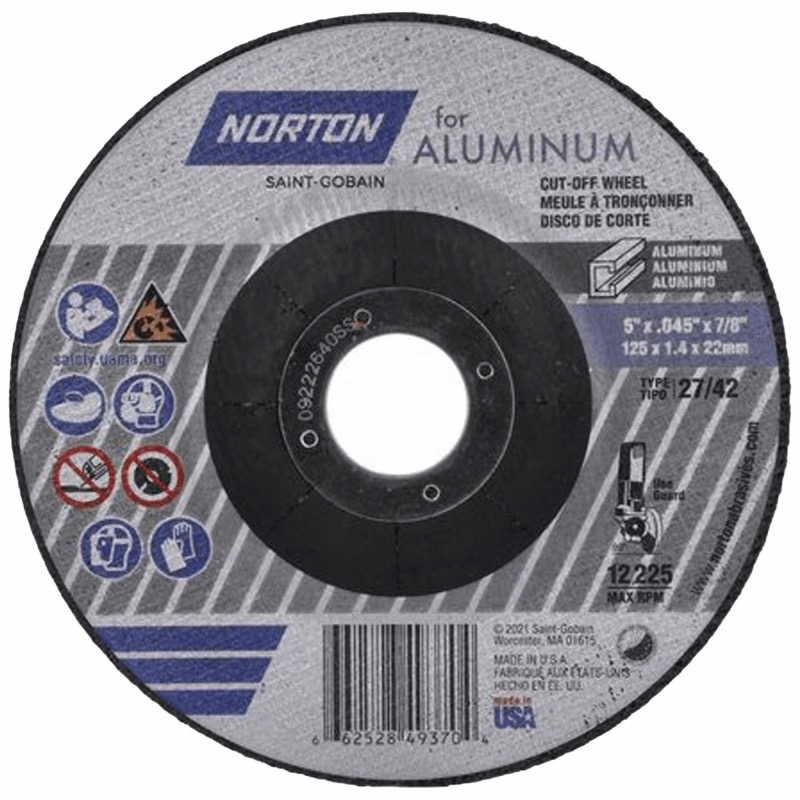 5 x .045 x 7/8 In. Right Angle Cut-Off Wheel – Aluminum A 36 Q T27/42