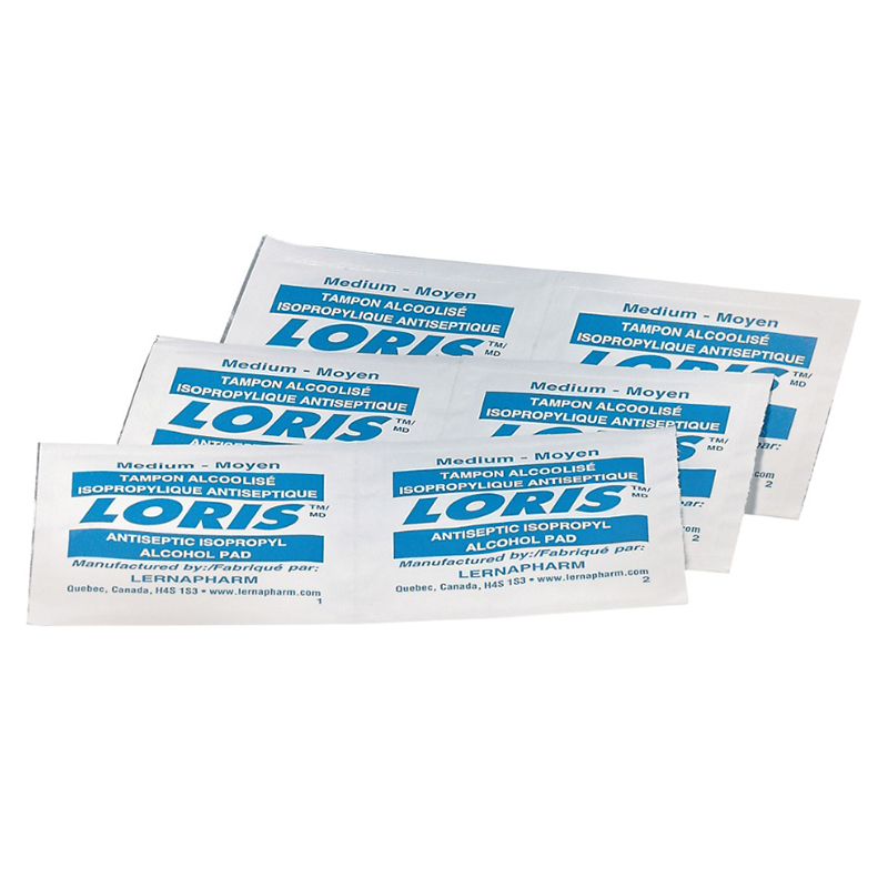 Lingettes à l’alcool isopropylique à 70 % Loris™ (10/pqt)