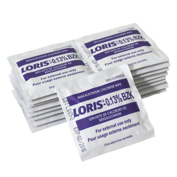 Lingettes antiseptiques au chlorure de benzalkonium Loris™ (10/bte)