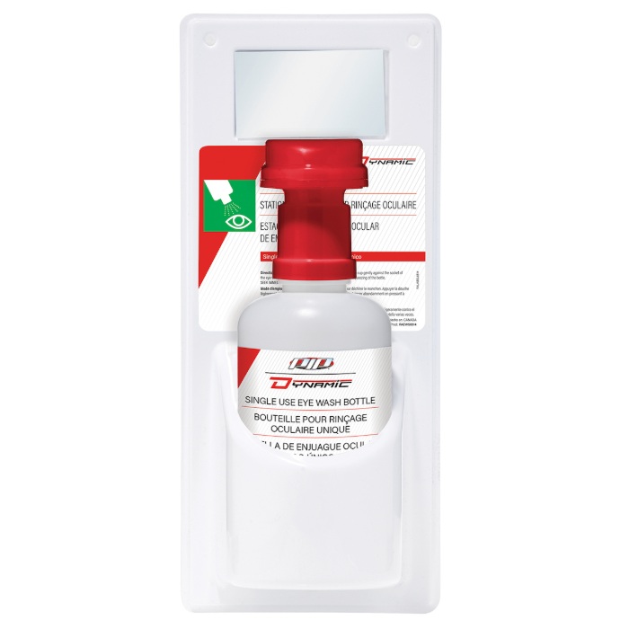 Dynamic™ emergency eye wash station with one 946 mL eye wash solution bottle