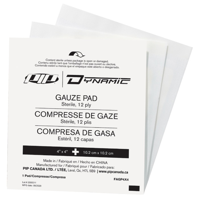Compresses de gaze stériles 12 plis Dynamic™ 4 po X 4 po (4/pqt)