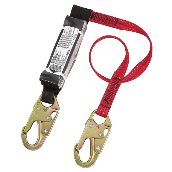 Dyna-ONE™ polyester single-leg fixed energy absorbing lanyard 1 in X 4 ft red / black