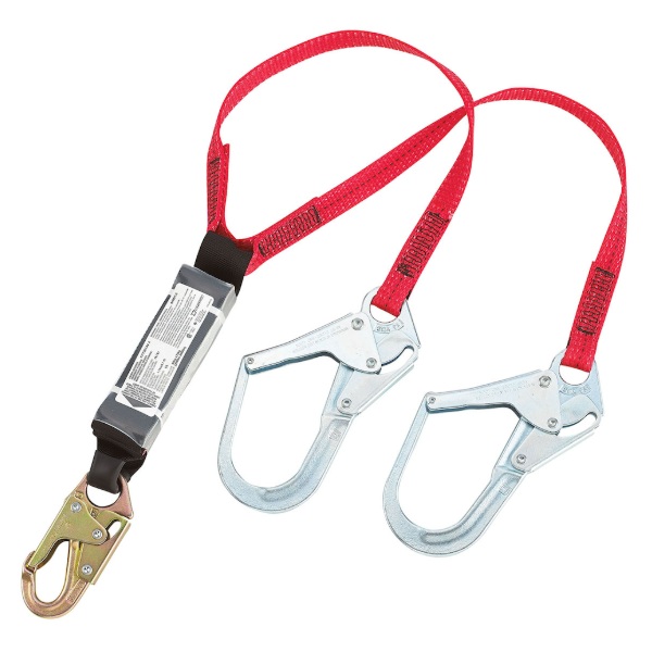 Dyna-ONE™ polyester double-leg fixed Y energy absorbing lanyard 1 in X 4 ft red / black
