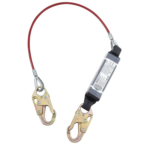 Dyna-ONE™ single steel cable energy absorbing lanyard 1/4 in X 4 ft red / black
