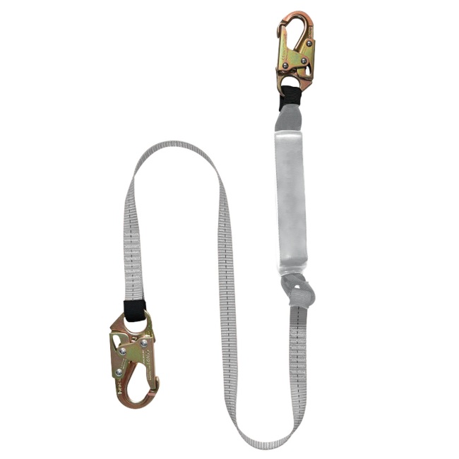 Economic Dyna-Lite™ polyester single-leg fixed energy absorbing lanyard 1 in X 4 ft grey