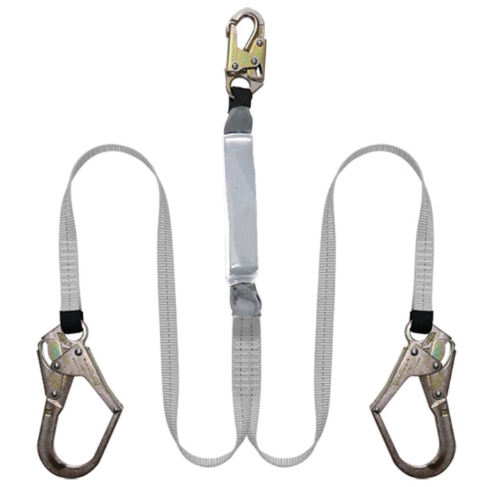 Economic Dyna-Lite™ polyester double-leg fixed Y energy absorbing lanyard 1 in X 4 ft grey