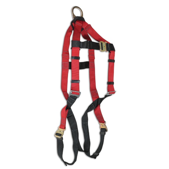 Harnais réglable en 5 points Dyna-I™ rouge avec sangles de jambes à baïonnette, S/L
