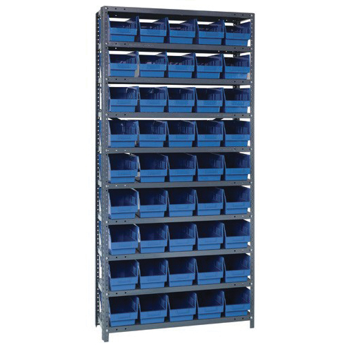 STEEL SHELVING SHELF BIN SYSTEM 18 x 36 x 75 shelf unit w/QSB bins 45 QSB204