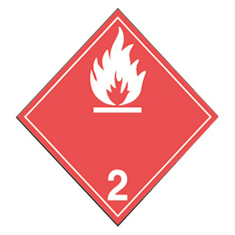 Class 2.1 flammable gases plastic TDG placard