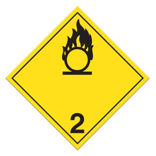 Class 2 oxidizing gases plastic TDG placard