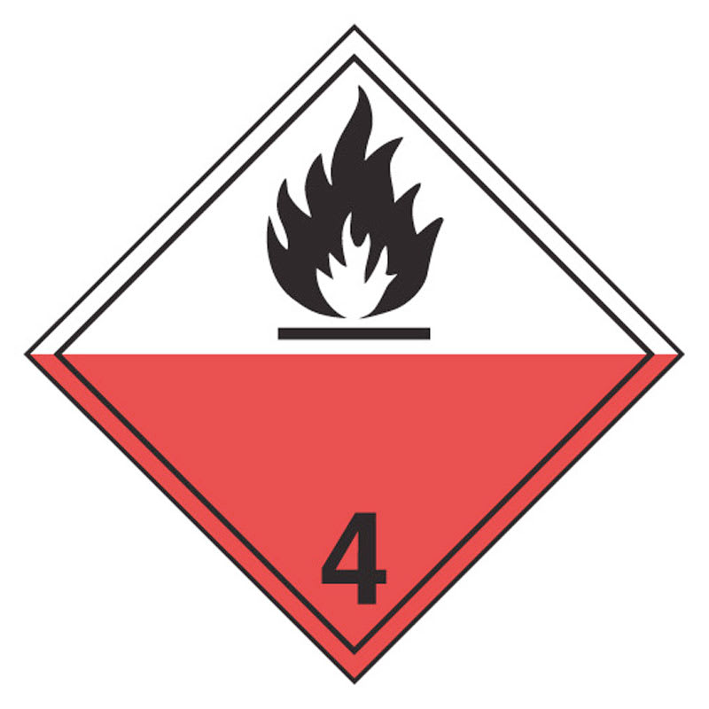 Class 4.2 spontaneous combustion plastic TDG placard