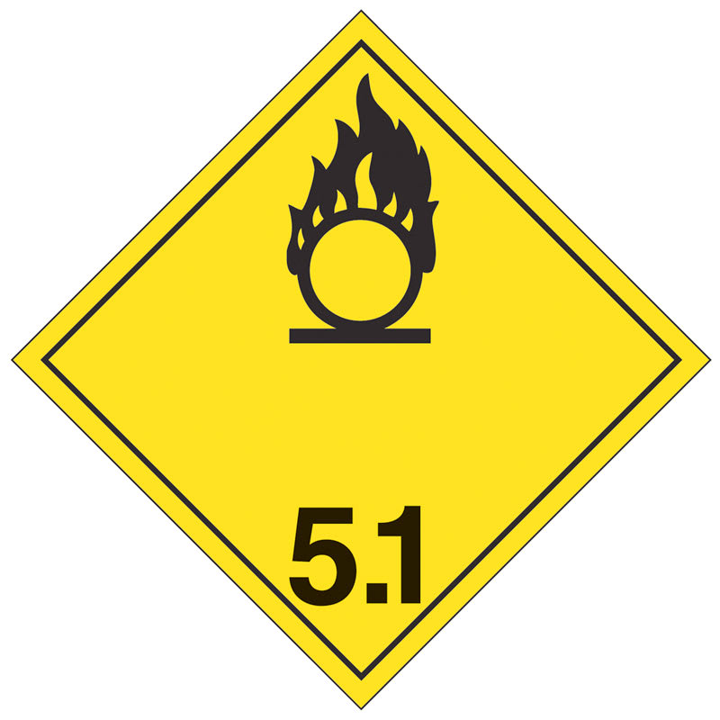 Class 5.1 oxidizing substances plastic TDG placard