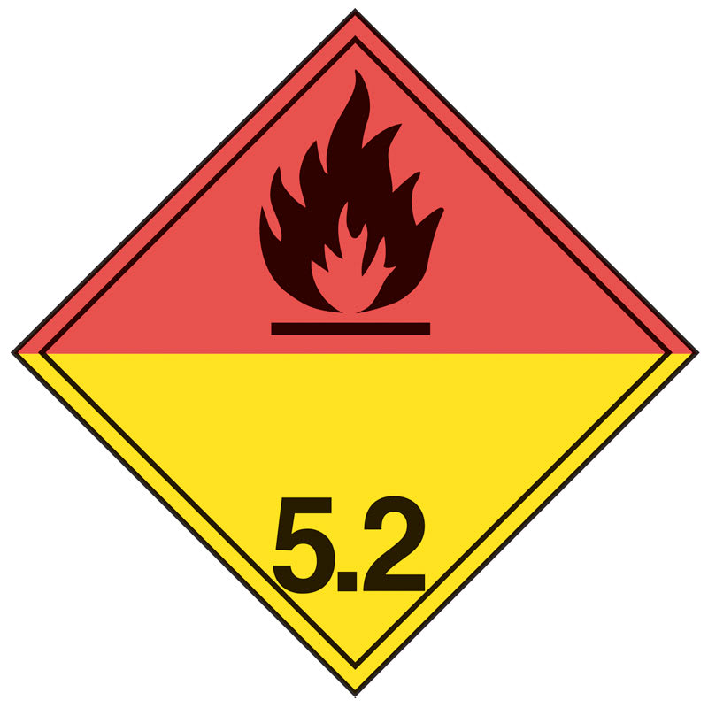 Class 5.2 organic peroxides plastic TDG placard