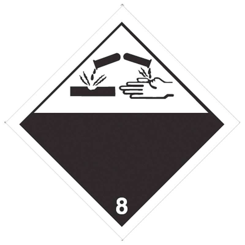 Class 8 corrosives TDG placard