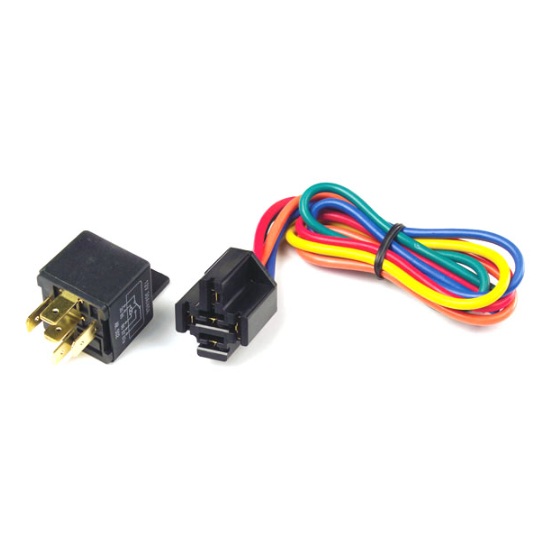 Ensemble de relais SPDT 5 contacts NO/NC 40A/30A 12V avec support de montage en plastique et connecteur 14 GA