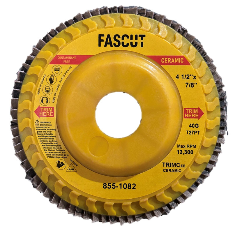 Disque à lamelles céramique usinable FASCUT™ 4-1/2 po X 7/8 po type 27 grain 36