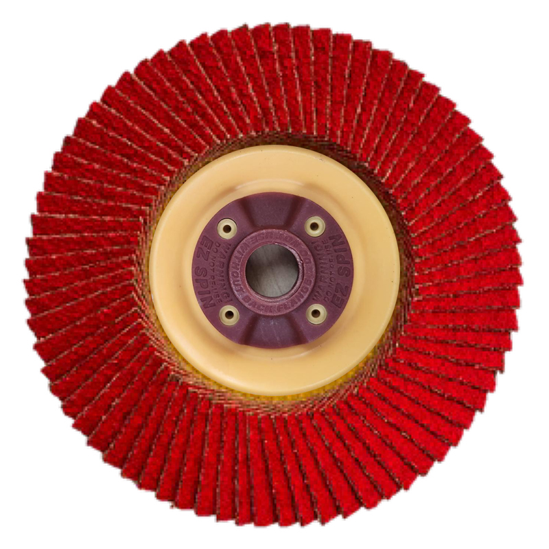 Disque à lamelles céramique usinable FASCUT™ 4-1/2 po type 27 grain 36 avec fixation filetée Safe Loc 5/8-11 po