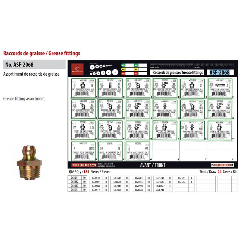 ASS.GREASE FITTING STD/MET M6-M8,1/8 A 5/16