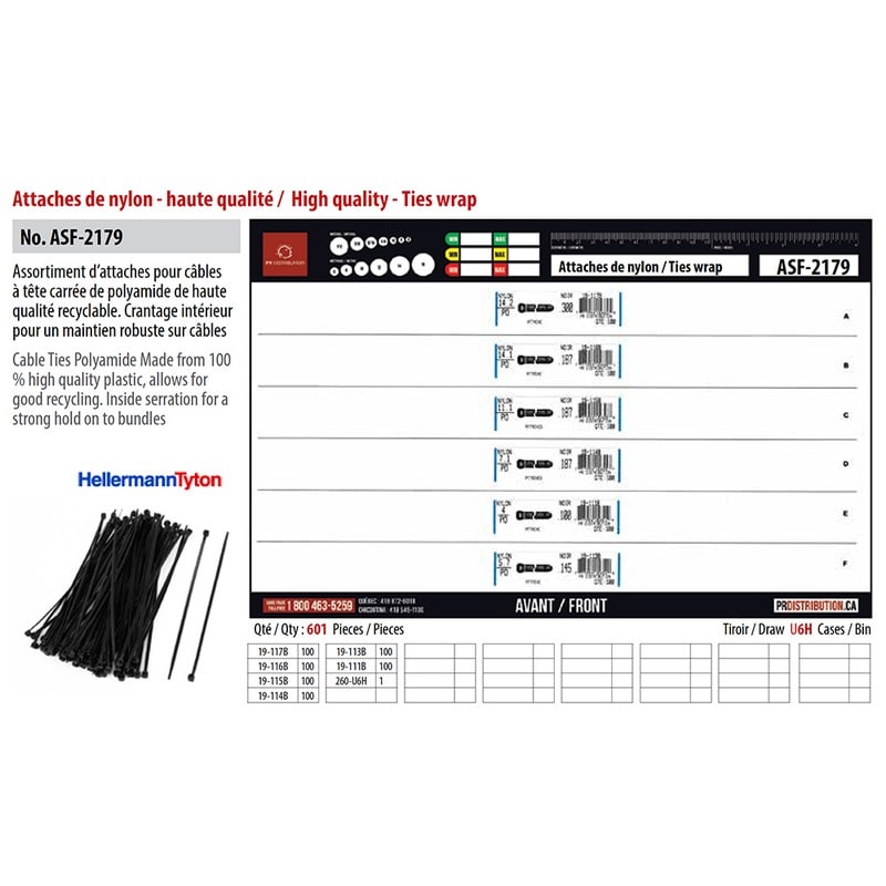 5 in to 15 in cable ties assortment (601 pcs)