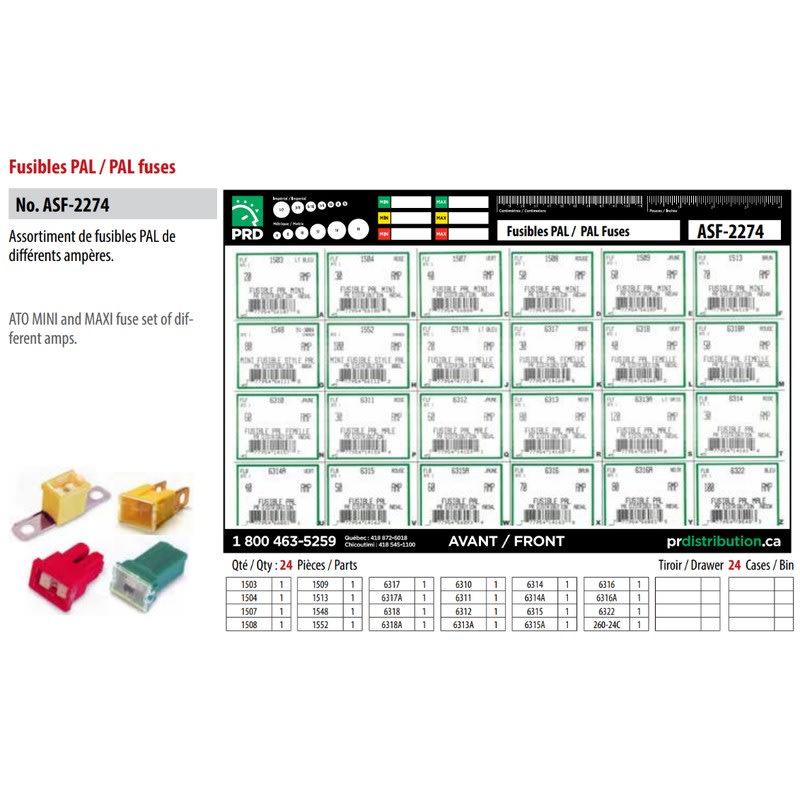 Assortiment de fusibles PAL 24 pièces