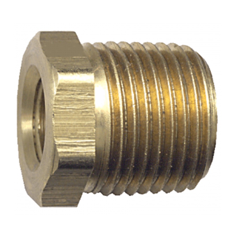Brass straight adapter (bushing) 1/4 M-NPT X 1/8 F-NPT