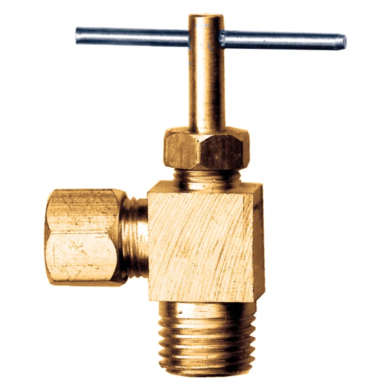 Compression brass 90 deg elbow needle valve 1/4 tube X 1/8 M-NPT