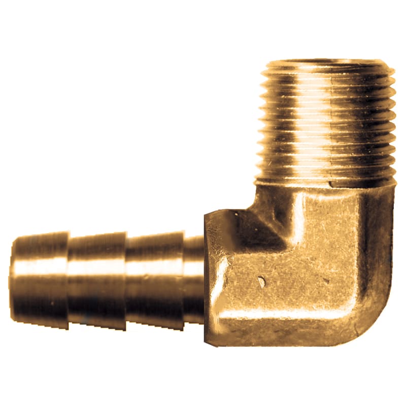 Brass 90 deg elbow 3/16 hose barb X 1/8 M-NPT