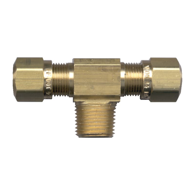 D.O.T. brass compression branch tee 1/2 tube X 1/4 M-NPT for air brake plastic tube