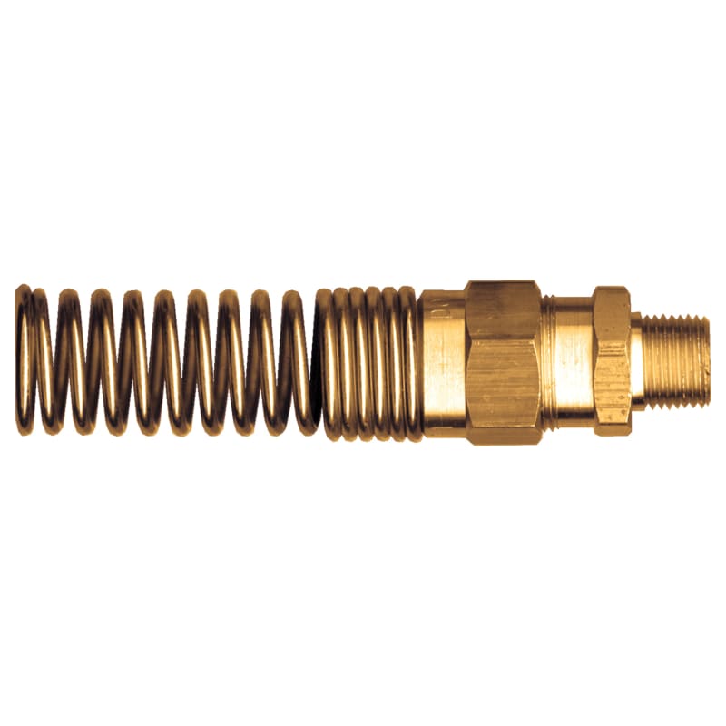 D.O.T. brass compression coupler assembly with spring guard 3/8 tube X 1/4 M-NPT for air brake rubber hose
