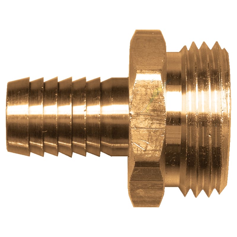 Brass water hose fitting M-GHT X 5/8 hose barb