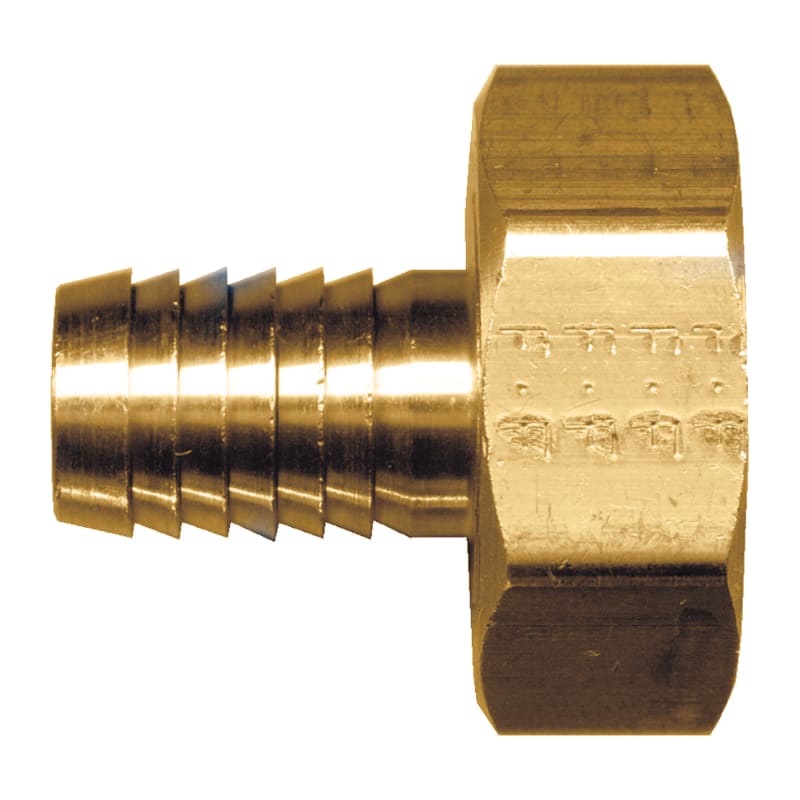 Brass swivel water hose fitting F-GHT X 5/8 hose barb