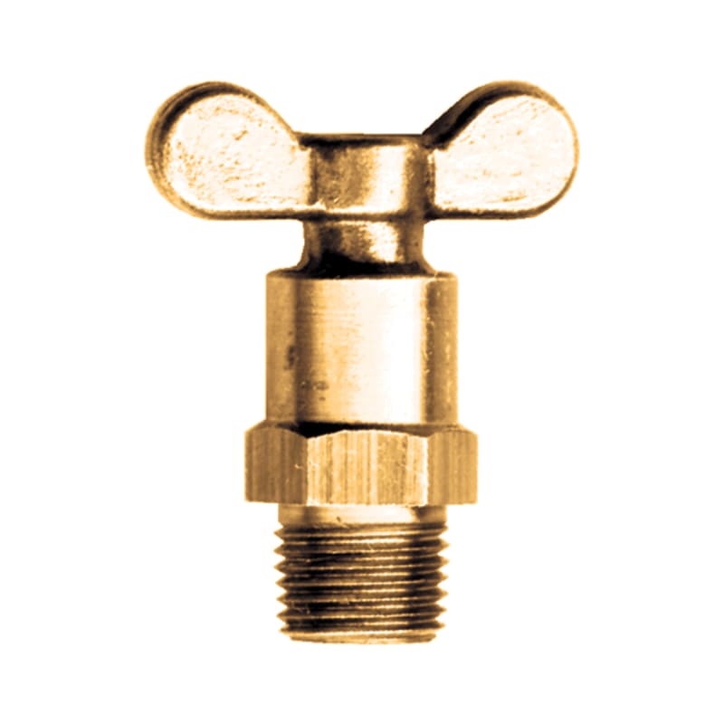 Brass needle seat type drain cock 1/8 M-NPT one piece plug and handle