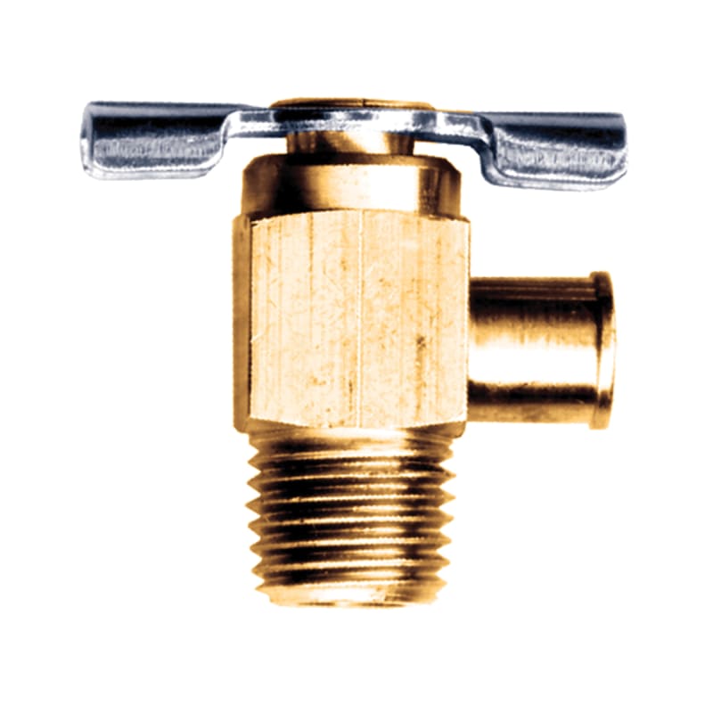 Brass needle seat type 90 deg drain cock 3/8 tube X 1/4 M-NPT with spout