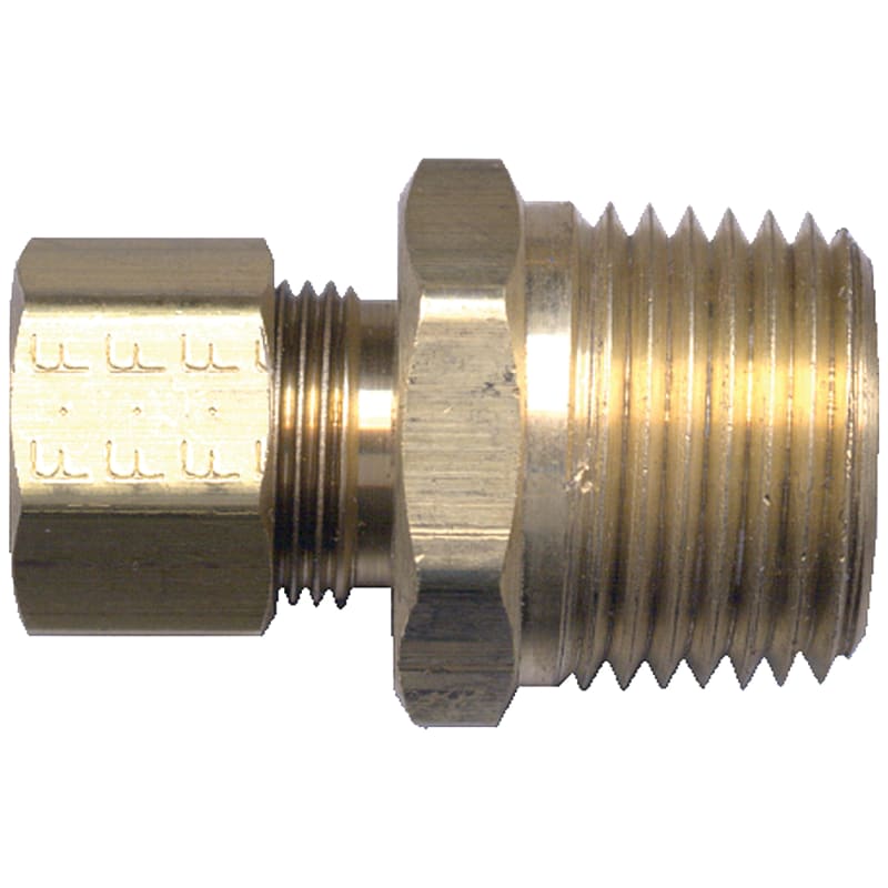 Brass compression straight connector 1/8 tube X 1/16 M-NPT