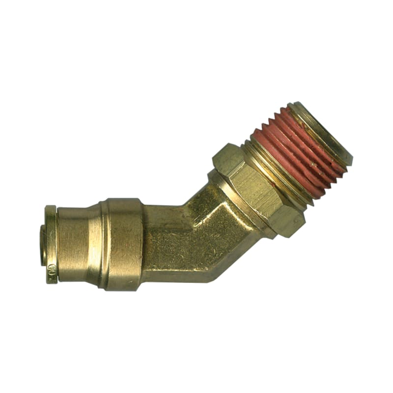 D.O.T. brass push-to-connect 45 deg swivel elbow 1/2 tube X 1/2 M-NPT for air brake plastic tube