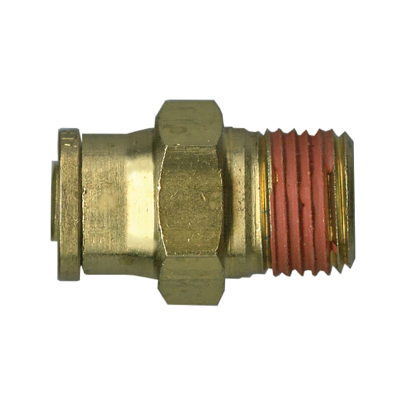 D.O.T. brass push-to-connect straight connector 3/16 tube X 1/8 M-NPT for air brake plastic tube