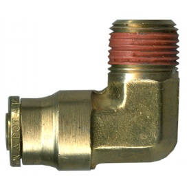 D.O.T. brass push-to-connect 90 deg elbow 3/4 tube X 1/2 M-NPT for air brake plastic tube