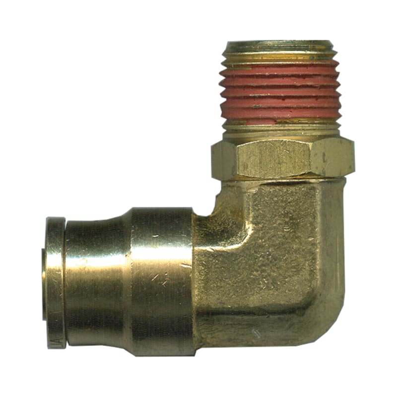 D.O.T. brass push-to-connect 90 deg swivel elbow 1/2 tube X 1/4 M-NPT for air brake plastic tube