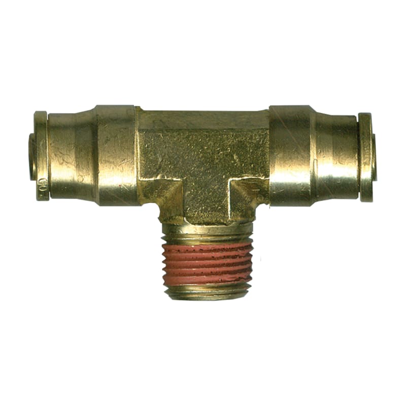 D.O.T. brass push-to-connect branch tee 3/8 tube X 1/8 M-NPT for air brake plastic tube